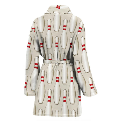 Bowling Pin Pattern Print Design 01 Women Bathrobe