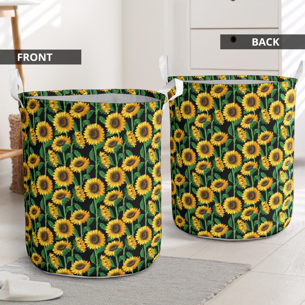 Sunflower Realistic Print Pattern Laundry Basket