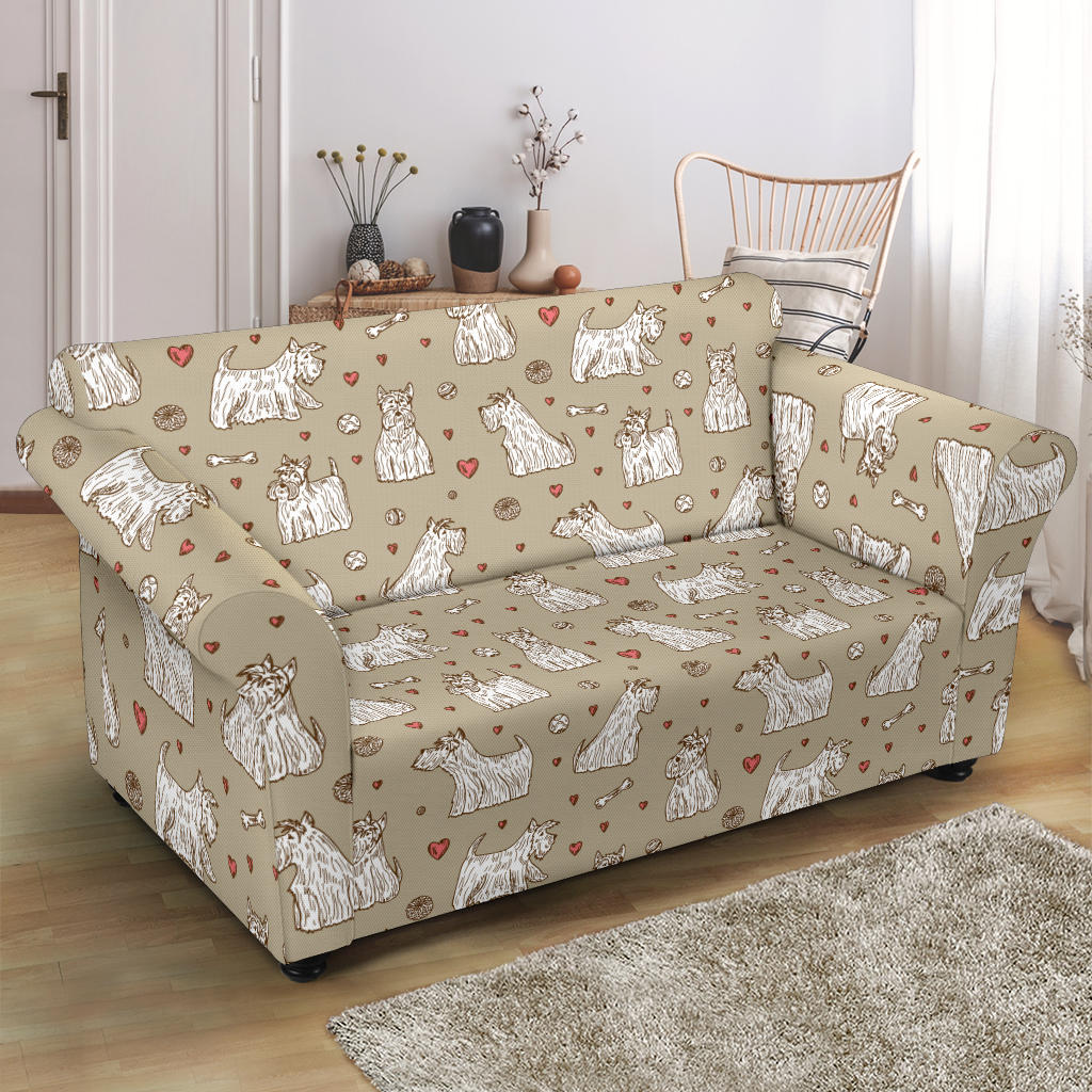 Scottish Terriers Print Design LKS3017 Loveseat Couch Slipcover
