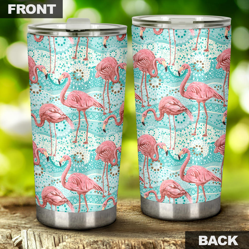 Flamingo Background Themed Print Tumbler