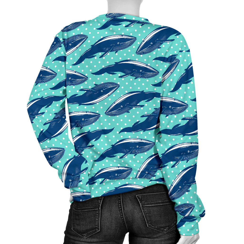Whale Polka Dot Design Themed Print Women Long Sleeve Sweatshirt