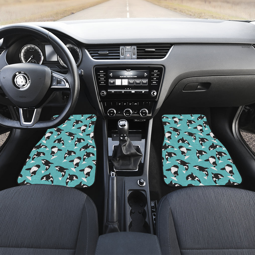 Whale Action Design Themed Print Car Floor Mats Front Back