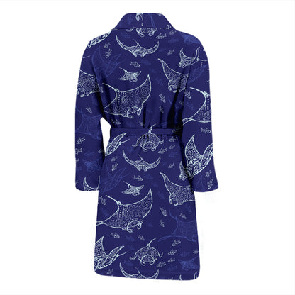 Manta Ray Print Design LKS401 Men Bathrobe