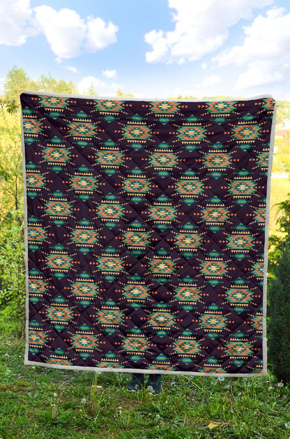 Navajo Geometric Style Print Pattern Quilt Bedspread