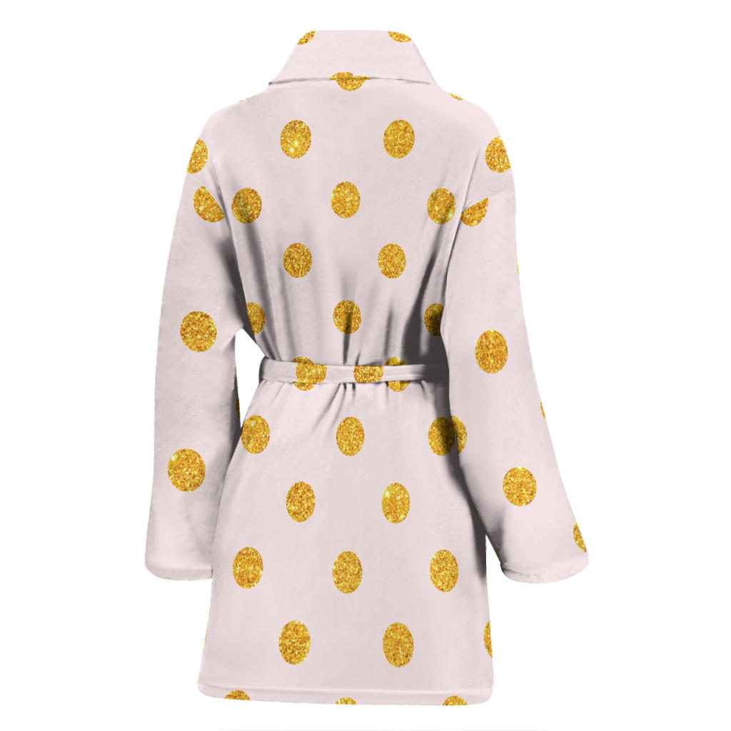 Polka Dot Gold Pink Pattern Print Design 01 Women Bathrobe