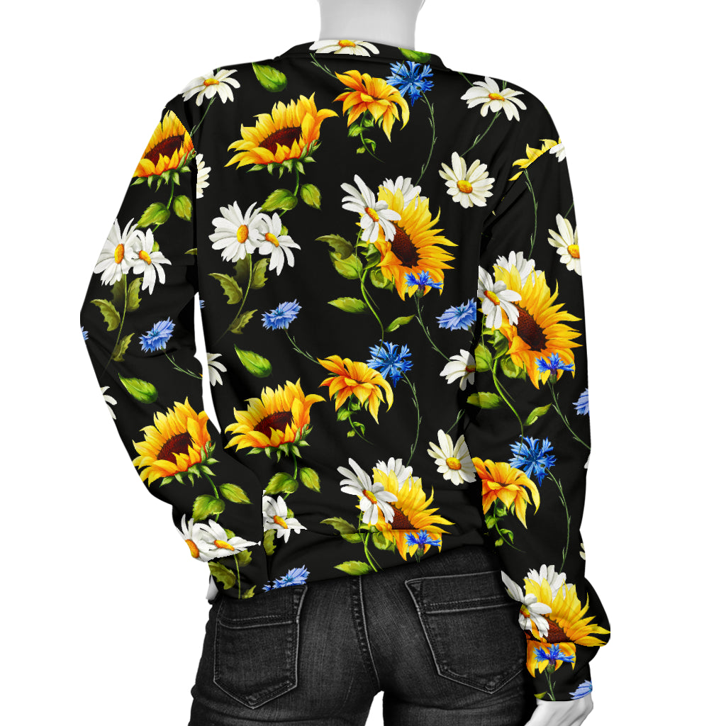 Sunflower Chamomile Bright Color Print  Women Long Sleeve Sweatshirt