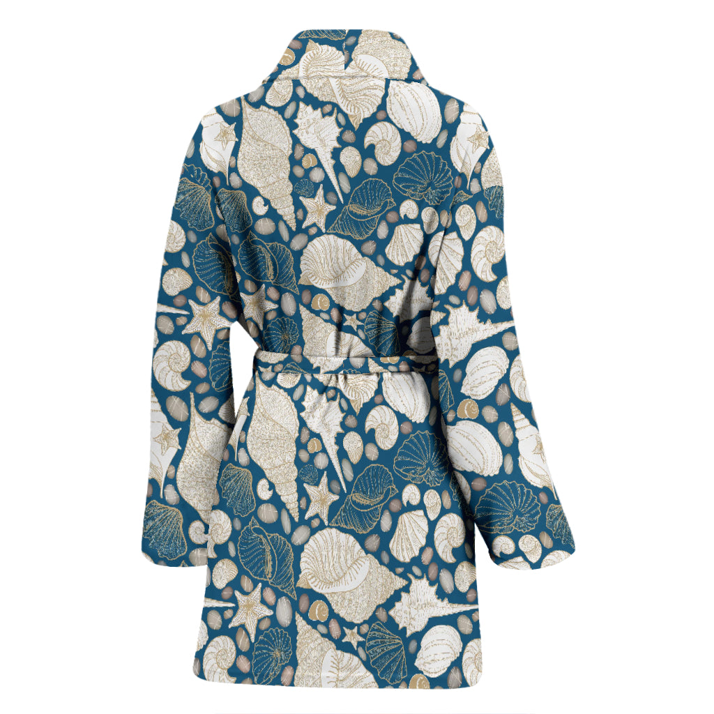 Seashell Print Design LKS308 Women Bathrobe