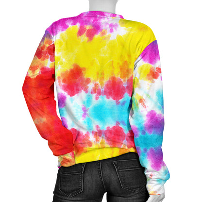 Tie Dye Rainbow Themed Print Women Long Sleeve Sweatshirt