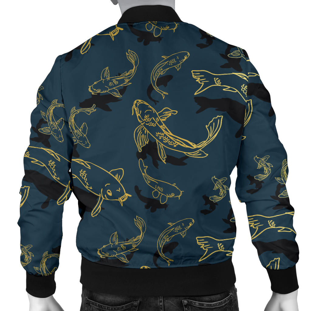Koi Carp Gold Design Themed Print Men Bomber Jacket