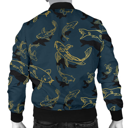 Koi Carp Gold Design Themed Print Men Bomber Jacket