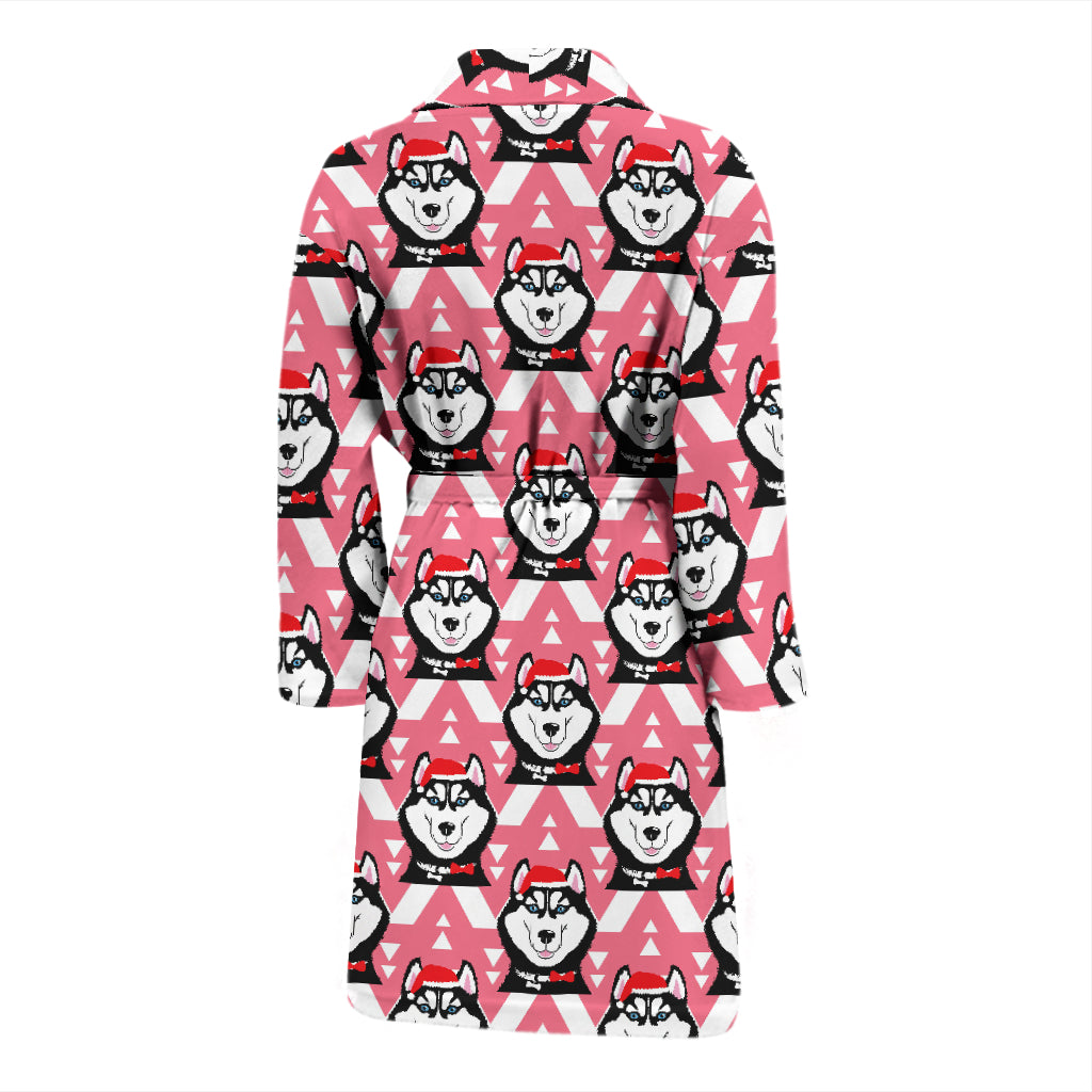 Siberian Huskies Christmas Themed Print Design LKS302 Men Bathrobe