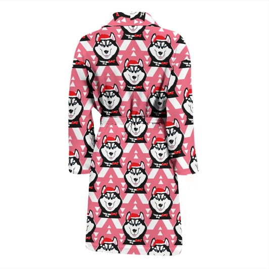 Siberian Huskies Christmas Themed Print Design LKS302 Men Bathrobe