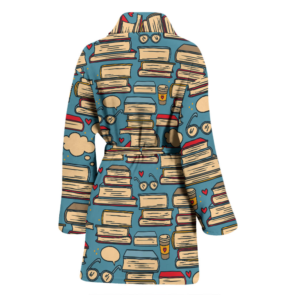 Book Pattern Print Design 03 Women Bathrobe