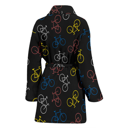 Bicycle Pattern Print Design 03 Women Bathrobe