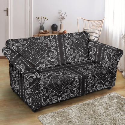 Bandana Black White Print Design LKS302 Loveseat Couch Slipcover