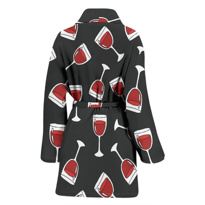 Wine Glass Print Design LKS303 Women Bathrobe