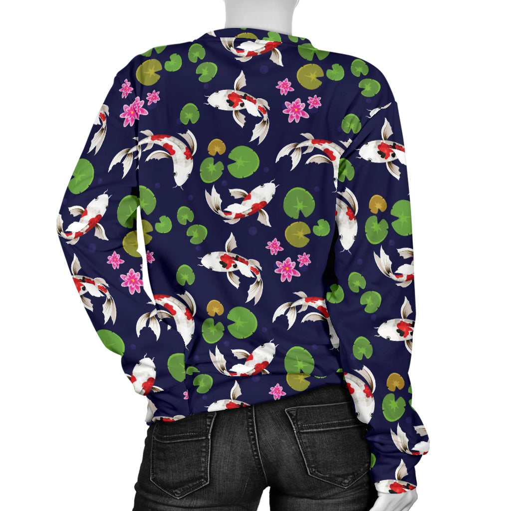 Koi Carp Pattern Design Themed Print Women Long Sleeve Sweatshirt