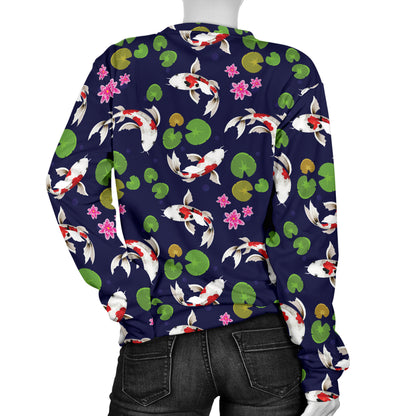 Koi Carp Pattern Design Themed Print Women Long Sleeve Sweatshirt