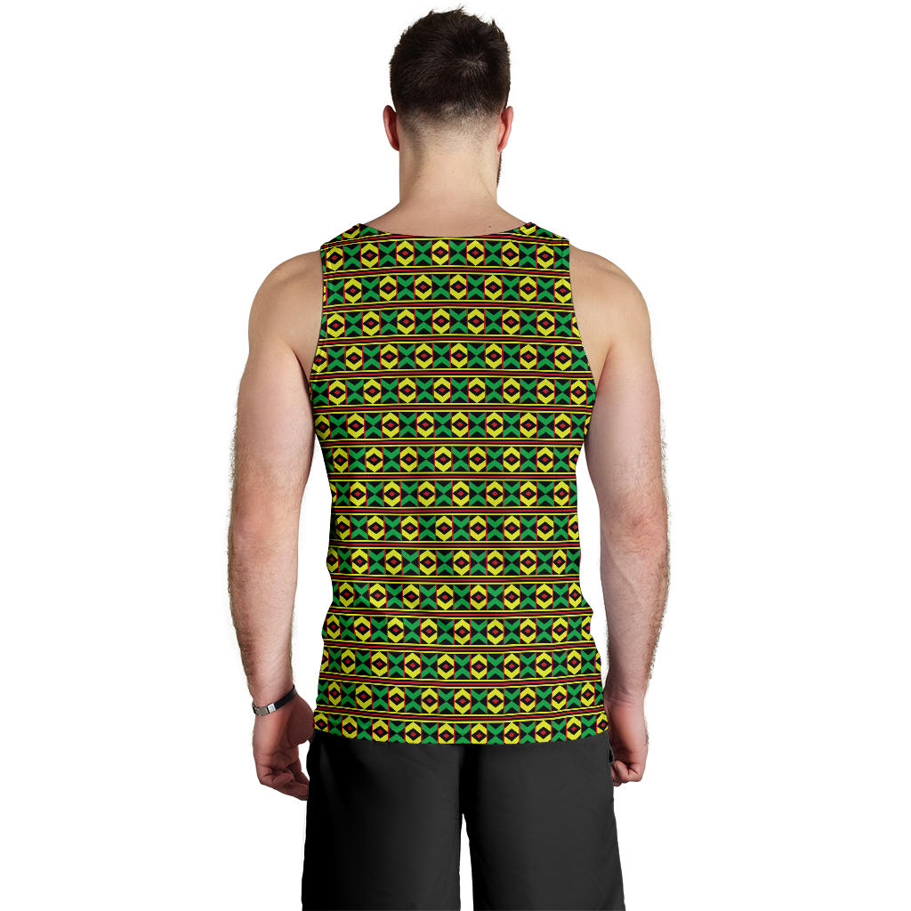 African Geometric Print Pattern Men Tank Top