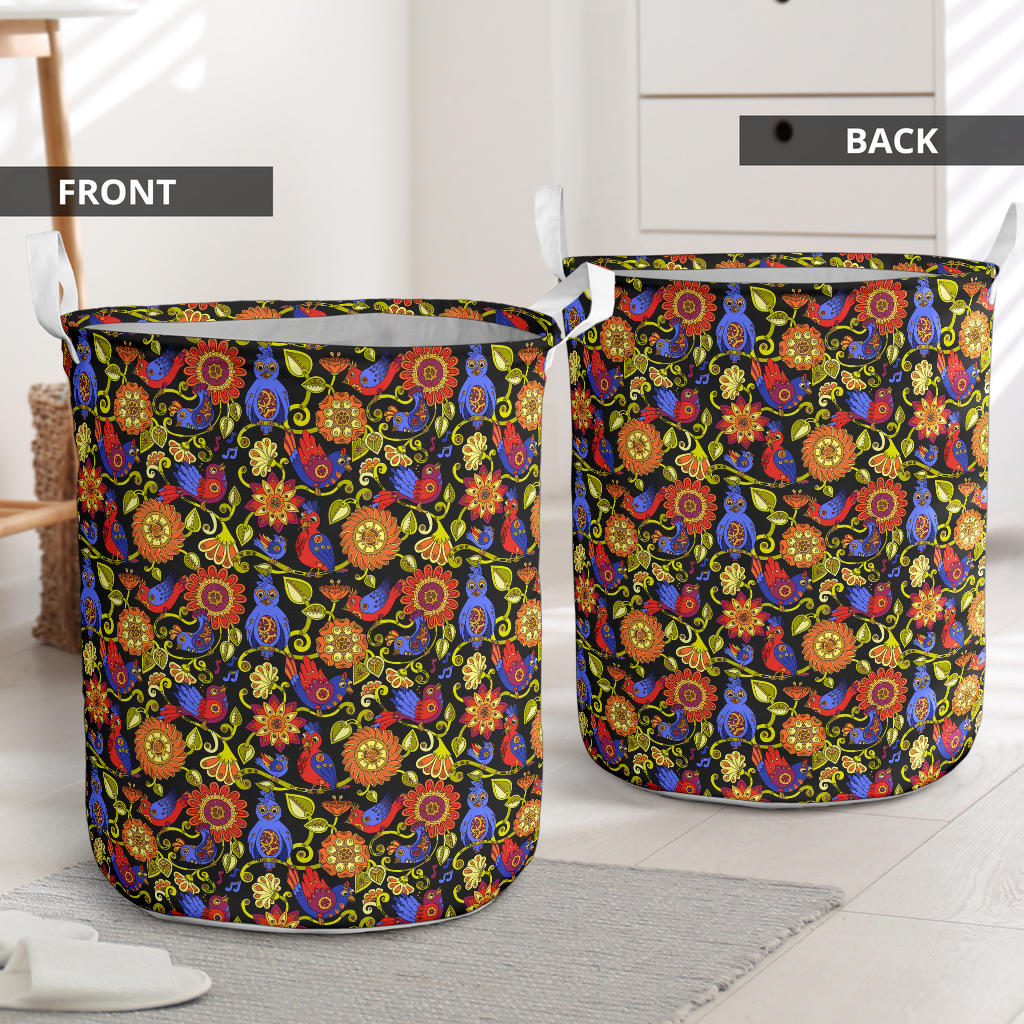 Steampunk Bird Design Themed Print Laundry Basket