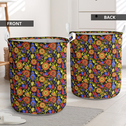 Steampunk Bird Design Themed Print Laundry Basket