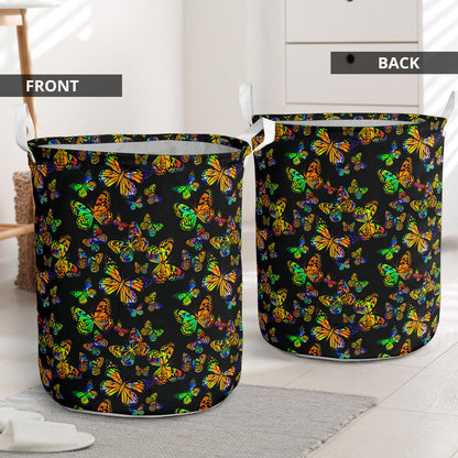 Butterfly Neon Color Print Pattern Laundry Basket