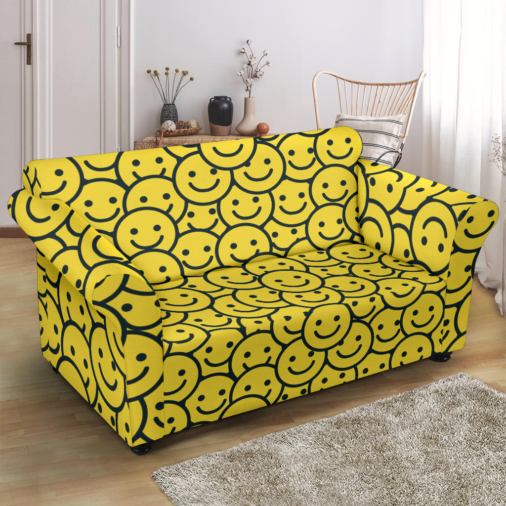 Smiley Face Emoji Print Design LKS302 Loveseat Couch Slipcover