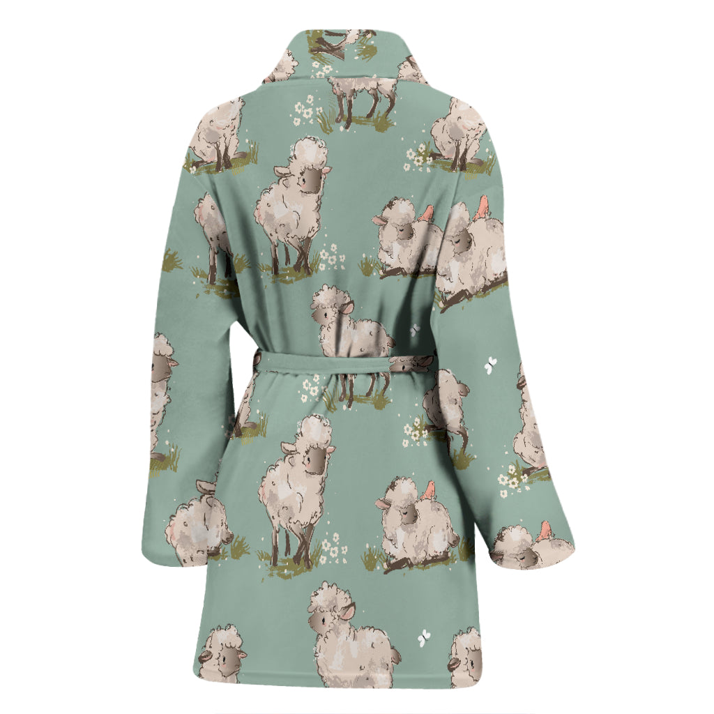 Sheep Print Design LKS405 Women Bathrobe
