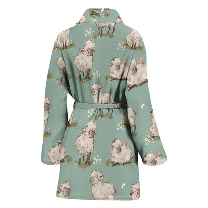 Sheep Print Design LKS405 Women Bathrobe