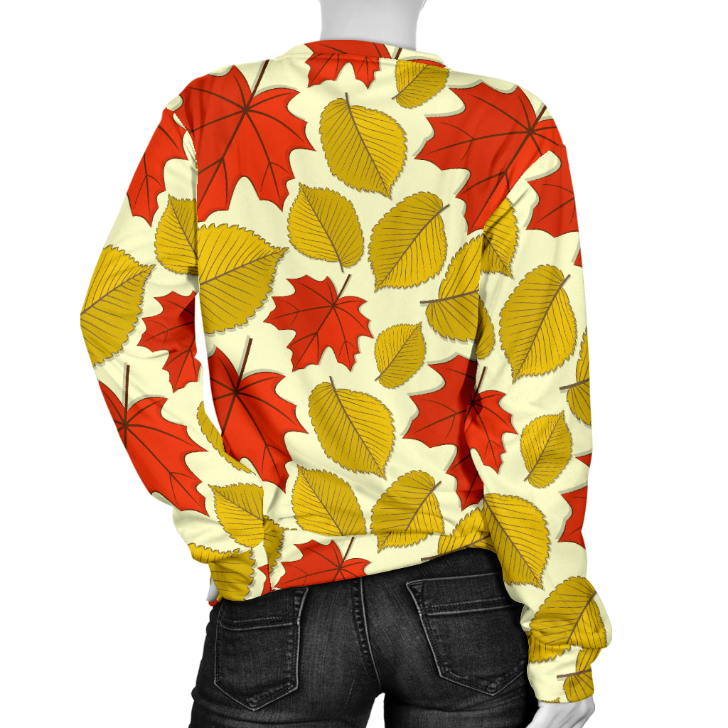 Elm Maple Leave Print Pattern Women Long Sleeve Sweatshirt