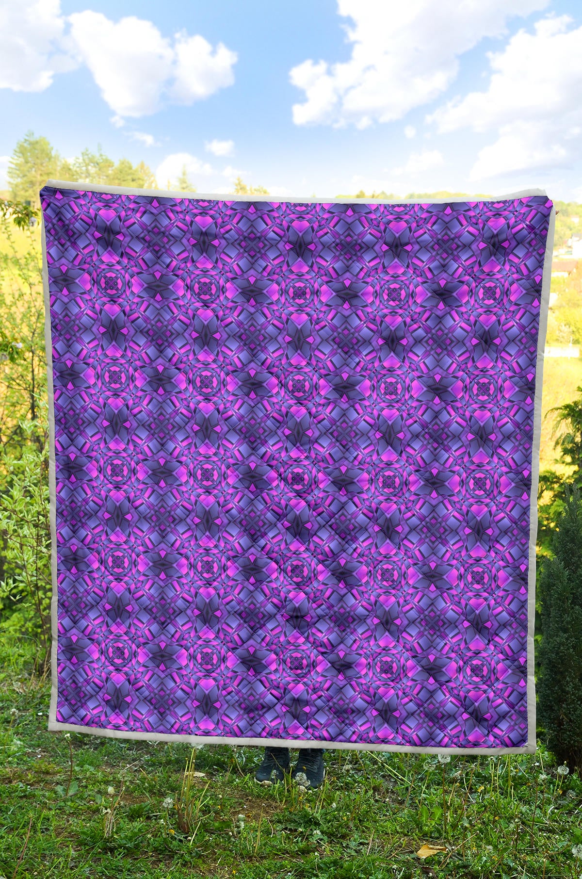 kaleidoscope Pattern Print Design Quilt Bedspread