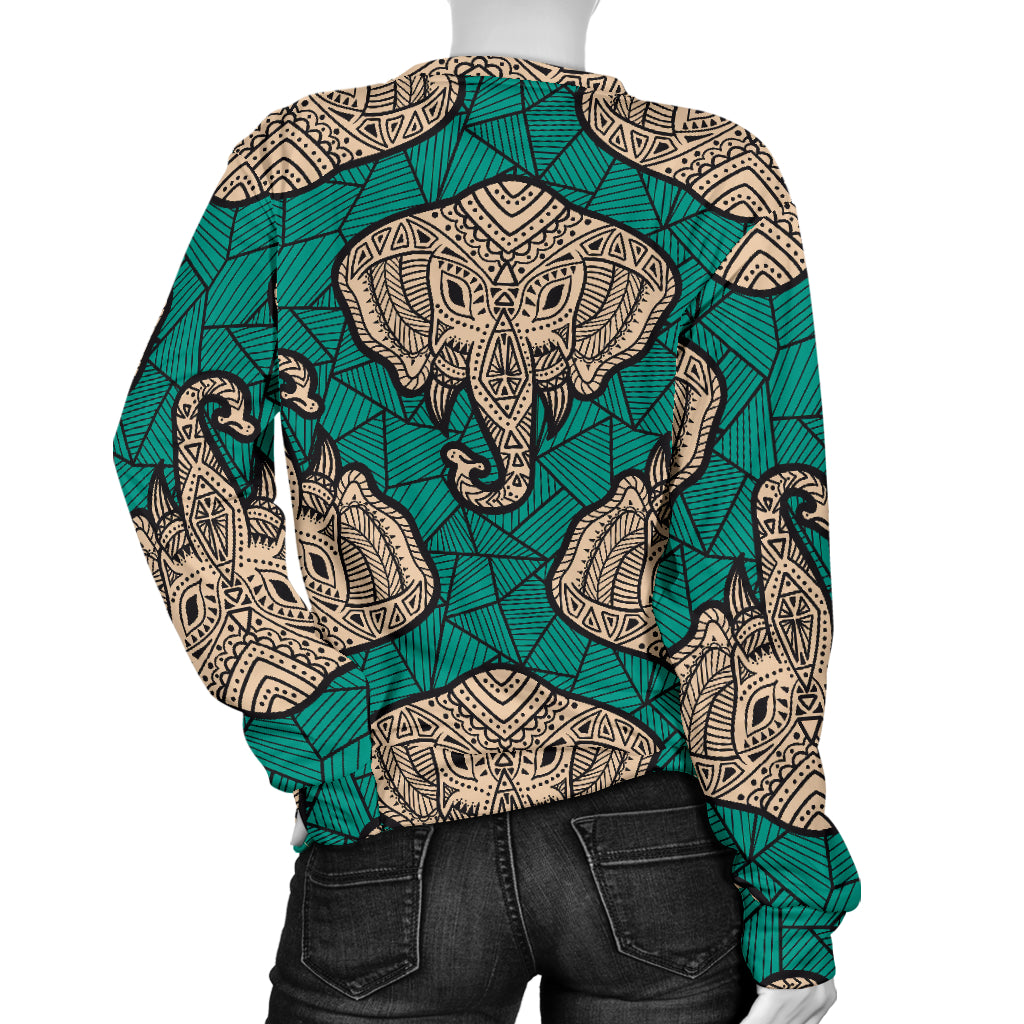 Boho Head Elephant Women Long Sleeve Sweatshirt