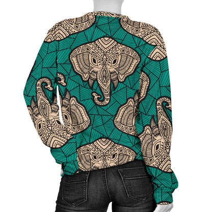 Boho Head Elephant Women Long Sleeve Sweatshirt