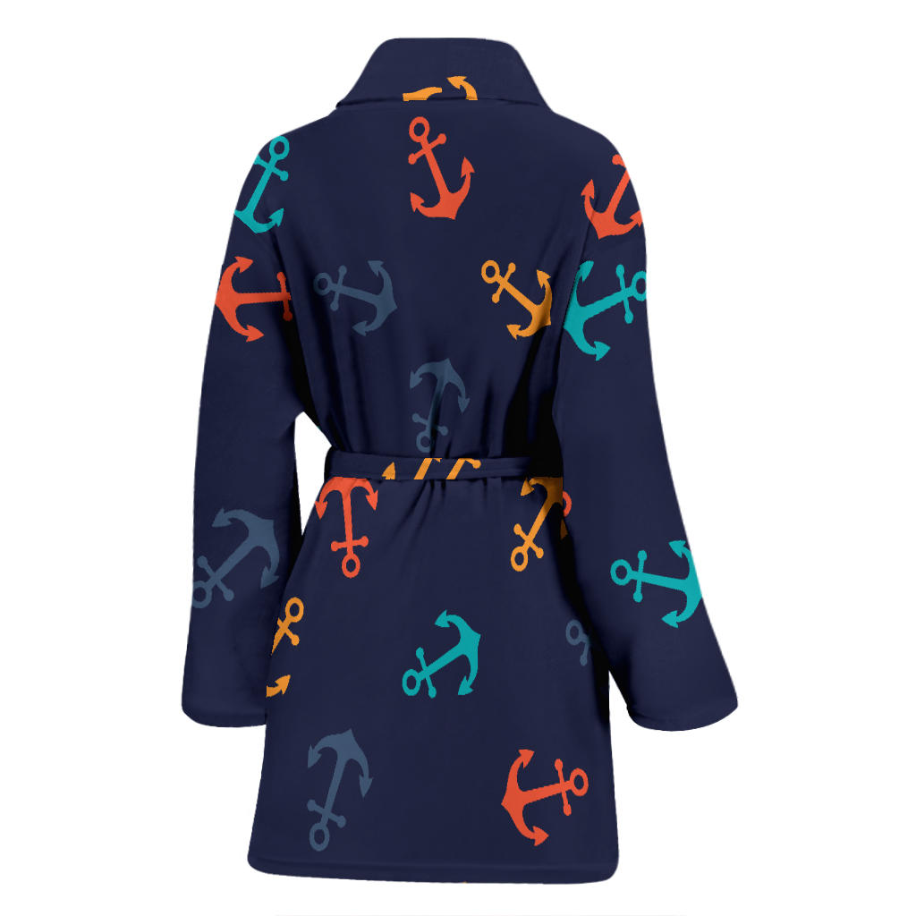 Anchor Pattern Print Design 05 Women Bathrobe