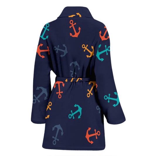Anchor Pattern Print Design 05 Women Bathrobe