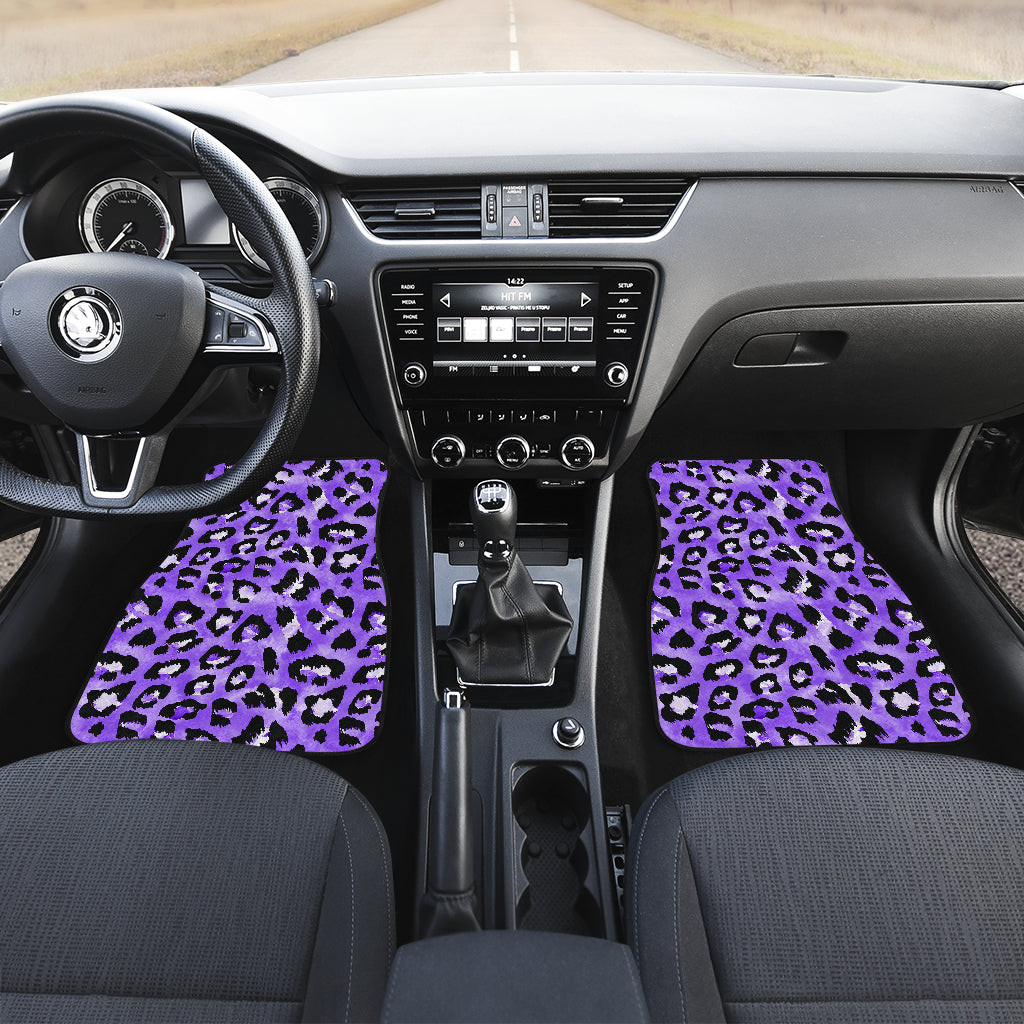 Leopard Purple Skin Print Car Floor Mats Front Back