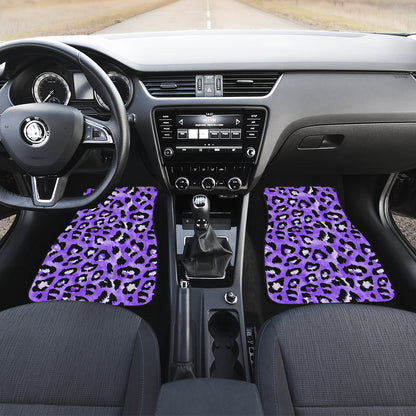 Leopard Purple Skin Print Car Floor Mats Front Back