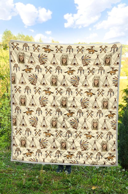 Native Indian Pattern Design Print Quilt Bedspread