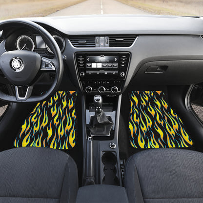 Flame Fire Yellow Pattern Car Floor Mats Front Back