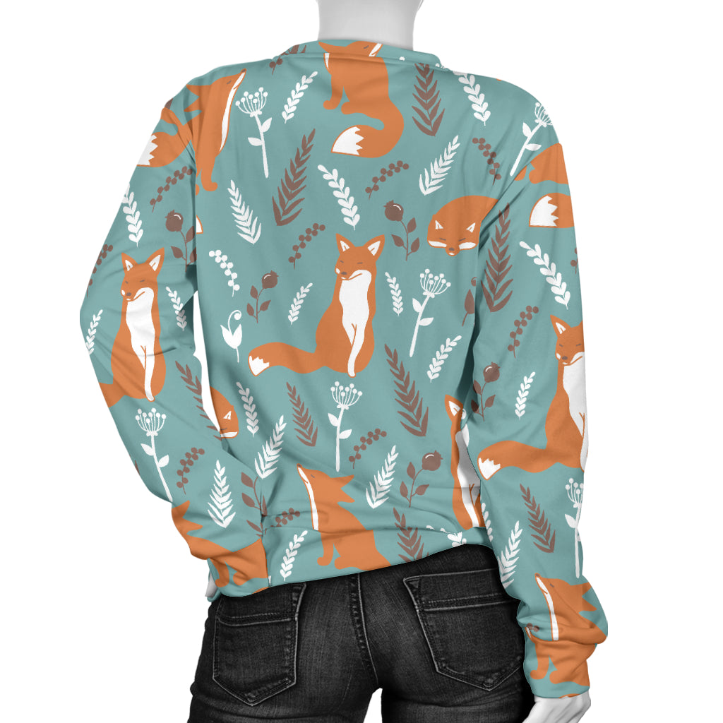 Fox Forest Print Pattern Women Long Sleeve Sweatshirt