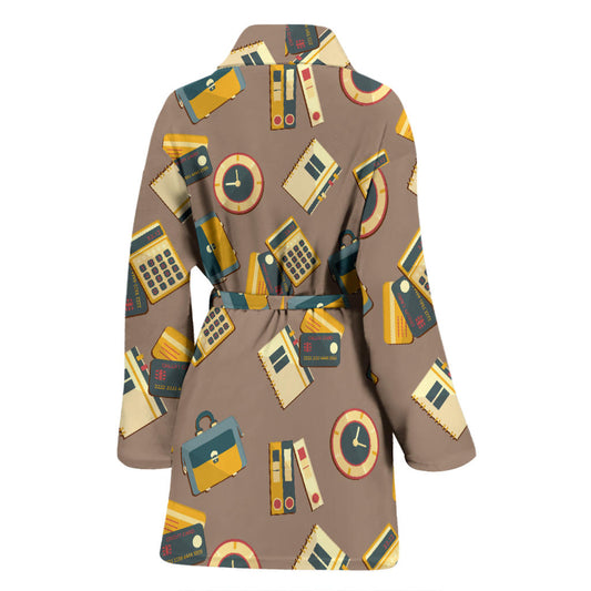 Accounting Financial Pattern Print Design 03 Women Bathrobe