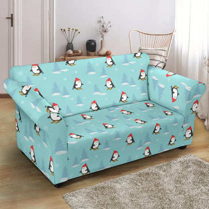 Ski Penguin Print Design LKS304 Loveseat Couch Slipcover