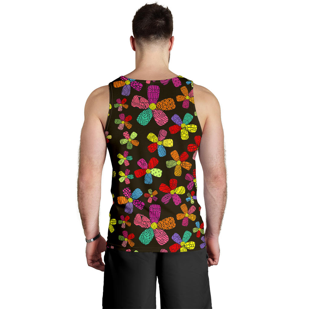 Flower Power Colorful Print Pattern Men Tank Top