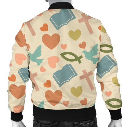 Christian Symbol Pattern Men Bomber Jacket