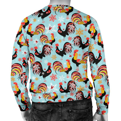 Rooster Themed Design Men Long Sleeve Sweatshirt