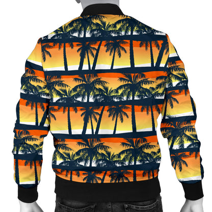 Palm Tree Sunset Design Print Men Bomber Jacket