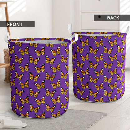 Monarch Butterfly Purple Print Pattern Laundry Basket