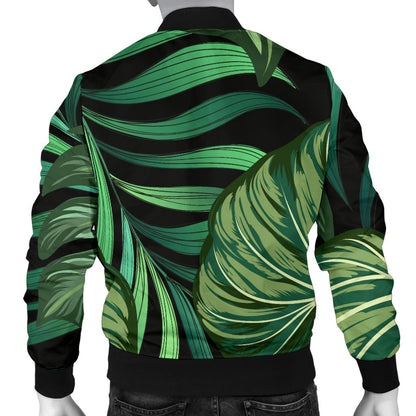 Green Fresh Tropical Palm Leaves Men Bomber Jacket