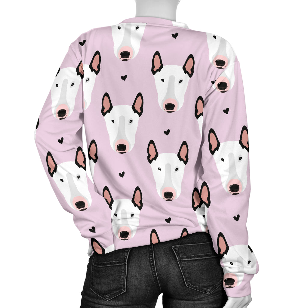 Bull Terrier Pink Print Pattern Women Long Sleeve Sweatshirt