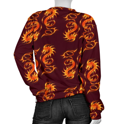 Dragons Fire Design Women Long Sleeve Sweatshirt